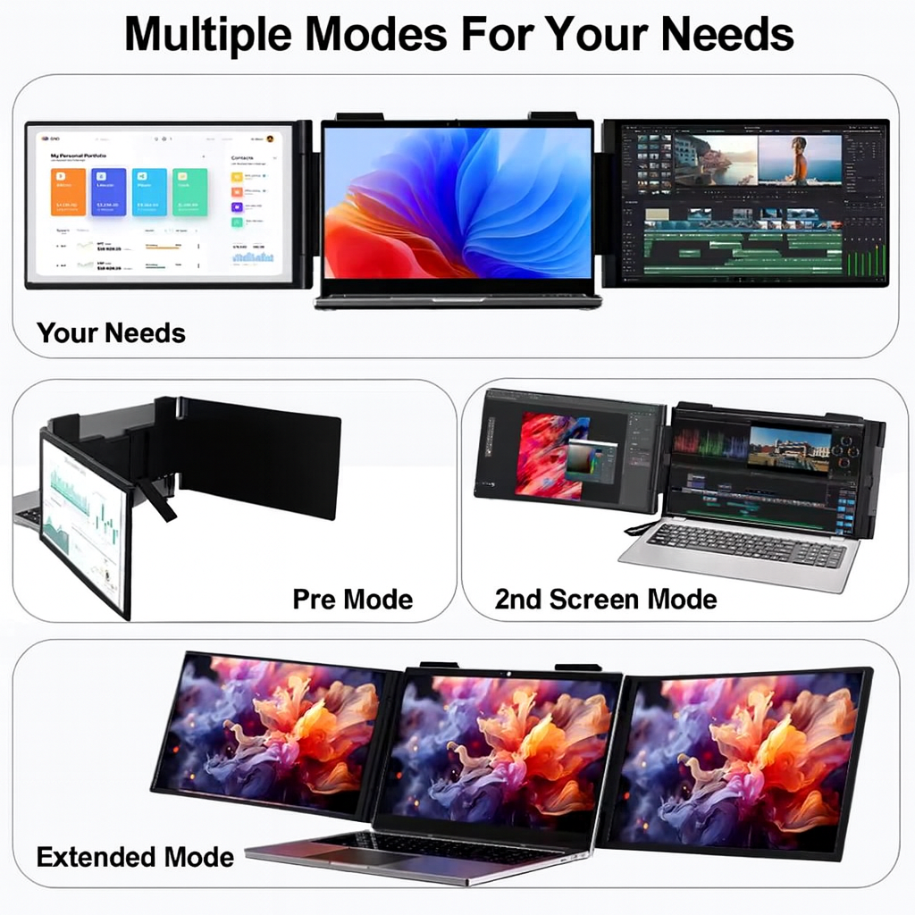 Trippelskärmsbärbar dator