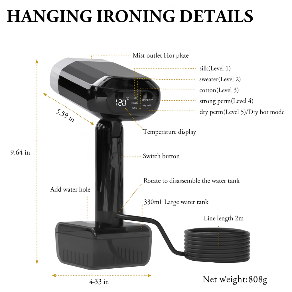 Handhållen klädångare - Kompakt resestrykjärn