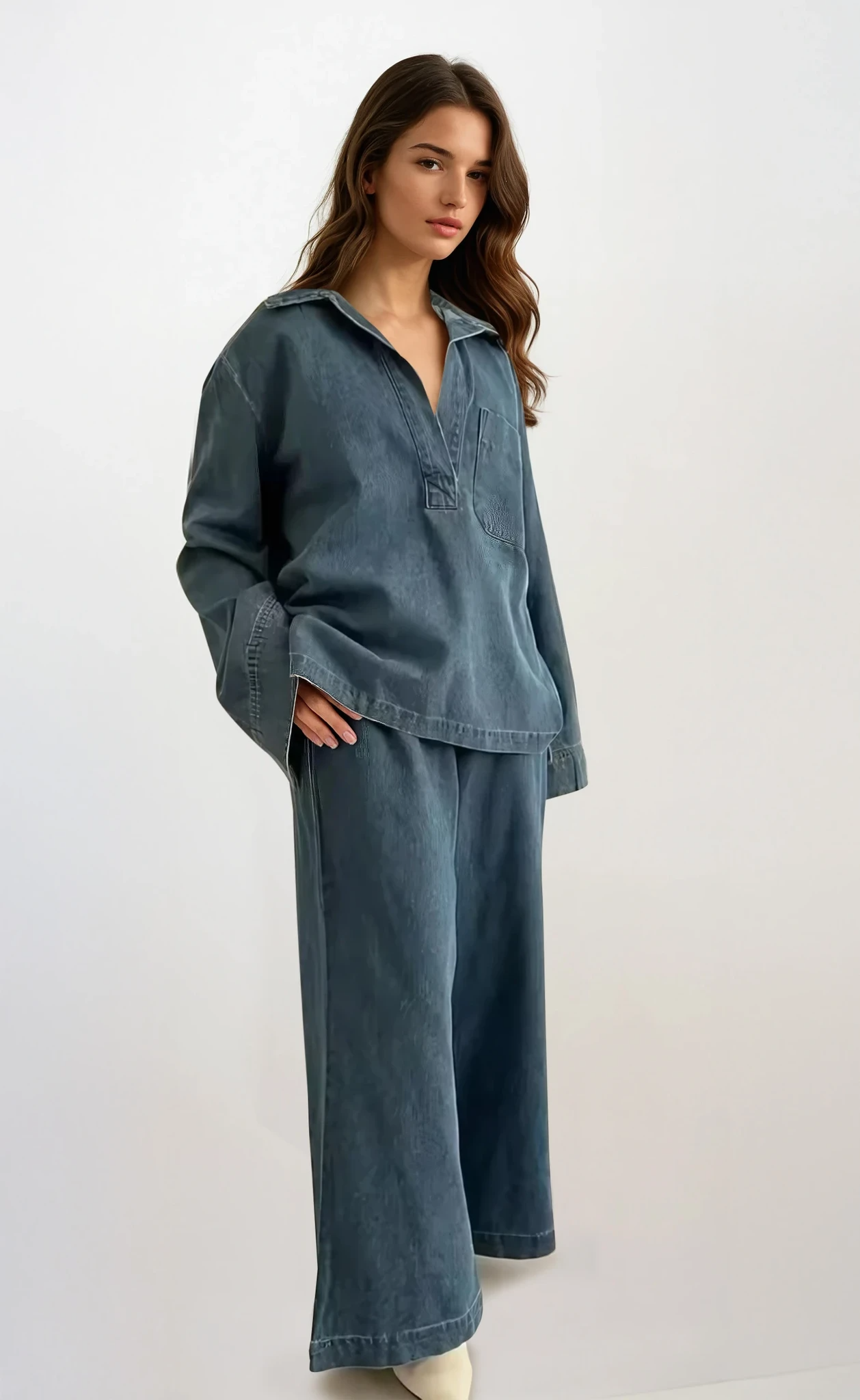 Sandra 2-delad denim